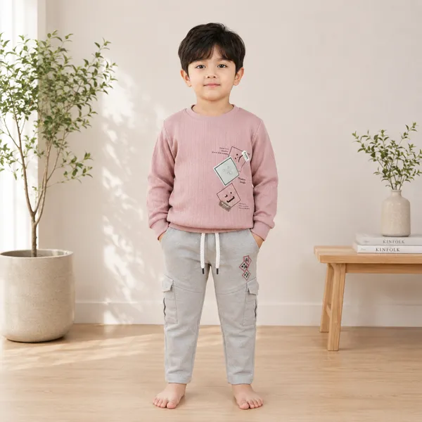 PKIDS_PINK_PRECIOUS_DESIGN_SWEATSHIRT_&_GREY_CARGO_JOGGER_SET