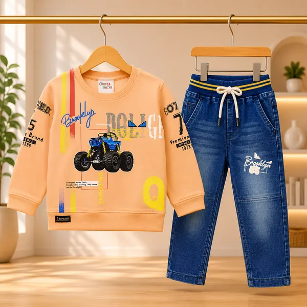 BUMBLEBEE_PEACH_MONSTER_TRUCK_PRINT_SWEATSHIRT_&_BLUE_JOGGER_PANT