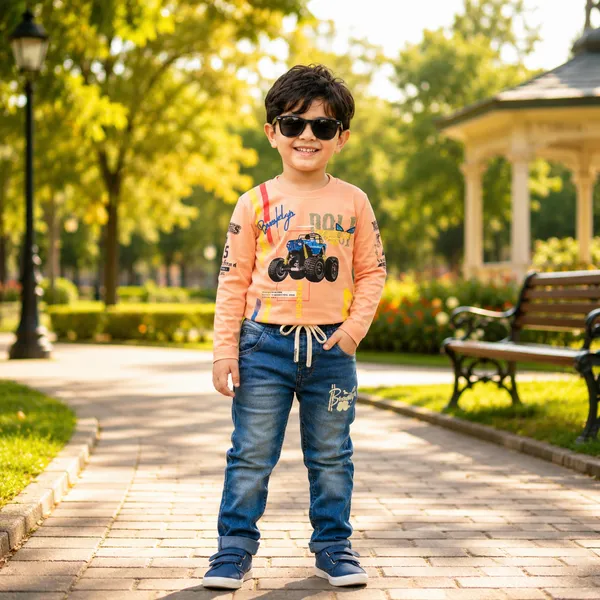 BUMBLEBEE_PEACH_MONSTER_TRUCK_PRINT_SWEATSHIRT_&_BLUE_JOGGER_PANT
