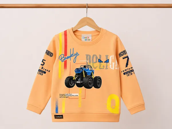 BUMBLEBEE_PEACH_MONSTER_TRUCK_PRINT_SWEATSHIRT_&_BLUE_JOGGER_PANT