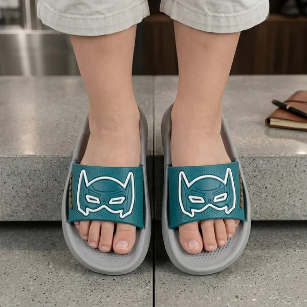 Kids_Cartoon_EVA_Slide_Slippers_|_Lightweight_Soft_Cushioned_Anti-Slip_Bathroom_&_Casual_Sliders_|_Grey_&_Teal_|_Boys_&_Girls