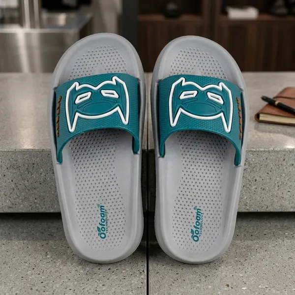 Kids_Cartoon_EVA_Slide_Slippers_|_Lightweight_Soft_Cushioned_Anti-Slip_Bathroom_&_Casual_Sliders_|_Grey_&_Teal_|_Boys_&_Girls
