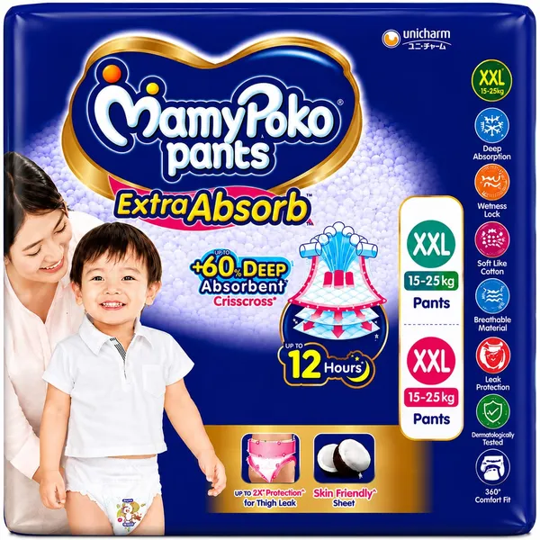 MamyPoko_Pants_Extra_Absorb_Baby_Diapers,_XXL_(15-25_kg)_|_Up_to_12_Hours_Absorption_Protection