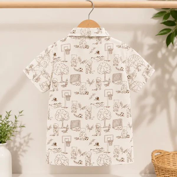 Boys_Cream_Printed_Cotton_Shirt_&_Shorts_Co-Ord_Set_|_Half_Sleeve_Casual_Summer_Outfit_|_Soft_Cotton_Clothing_Set_for_Kids