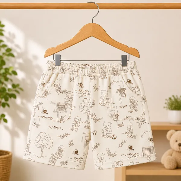 Boys_Cream_Printed_Cotton_Shirt_&_Shorts_Co-Ord_Set_|_Half_Sleeve_Casual_Summer_Outfit_|_Soft_Cotton_Clothing_Set_for_Kids