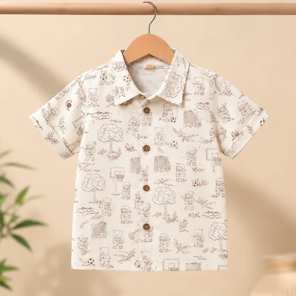 Boys_Cream_Printed_Cotton_Shirt_&_Shorts_Co-Ord_Set_|_Half_Sleeve_Casual_Summer_Outfit_|_Soft_Cotton_Clothing_Set_for_Kids