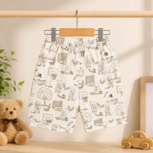 Boys_Cream_Printed_Cotton_Shirt_&_Shorts_Co-Ord_Set_|_Half_Sleeve_Casual_Summer_Outfit_|_Soft_Cotton_Clothing_Set_for_Kids