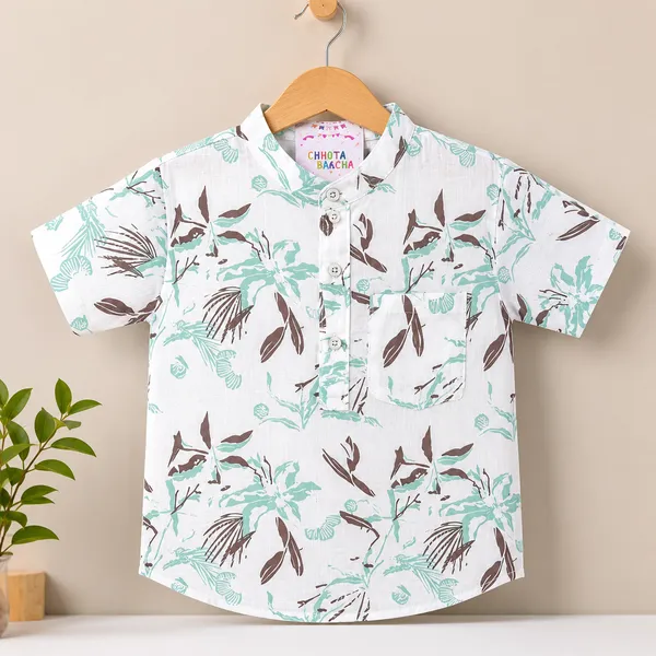 Coco_Junior_Printed_Kurta_Shirt_With_Solid_Shorts_Set