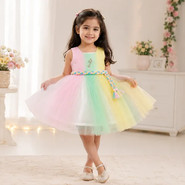 Girls_Pastel_Rainbow_Party_Wear_Dress_|_Sleeveless_Fit_&_Flare_Net_Princess_Gown_|_Multicolor_Birthday_Dress_for_Girls