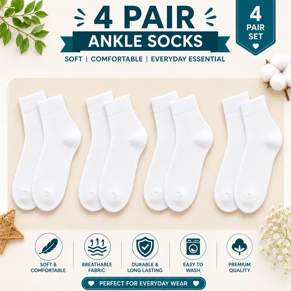 Kids_White_Cotton_Ankle_Length_Socks_(Pack_of_4)_|_Soft_&_Stretchable_Daily_Wear
