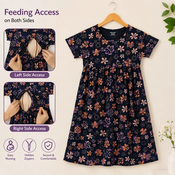 Women's_Maternity_Feeding_Night_Gown_|_Soft_&_Breathable_Cotton_Printed_Nursing_Dress_with_Hidden_Feeding_Zip_|_Half_Sleeve_Lounge_Wear_|_Navy_Blue