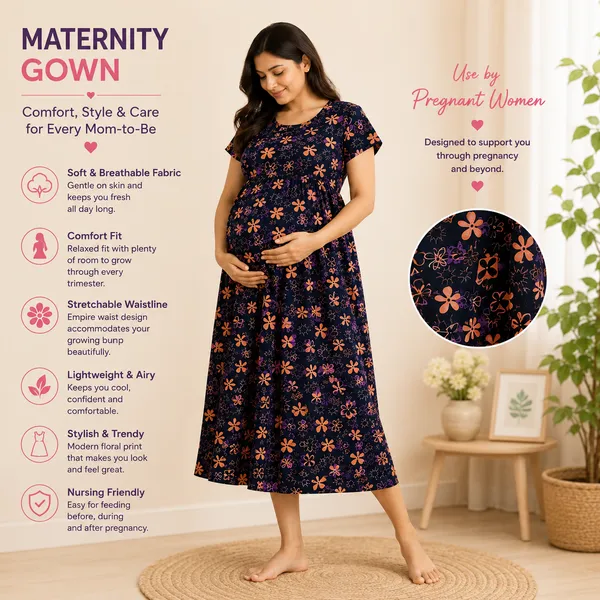 Women's_Maternity_Feeding_Night_Gown_|_Soft_&_Breathable_Cotton_Printed_Nursing_Dress_with_Hidden_Feeding_Zip_|_Half_Sleeve_Lounge_Wear_|_Navy_Blue