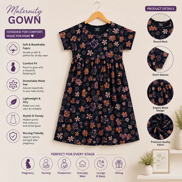 Women's_Maternity_Feeding_Night_Gown_|_Soft_&_Breathable_Cotton_Printed_Nursing_Dress_with_Hidden_Feeding_Zip_|_Half_Sleeve_Lounge_Wear_|_Navy_Blue