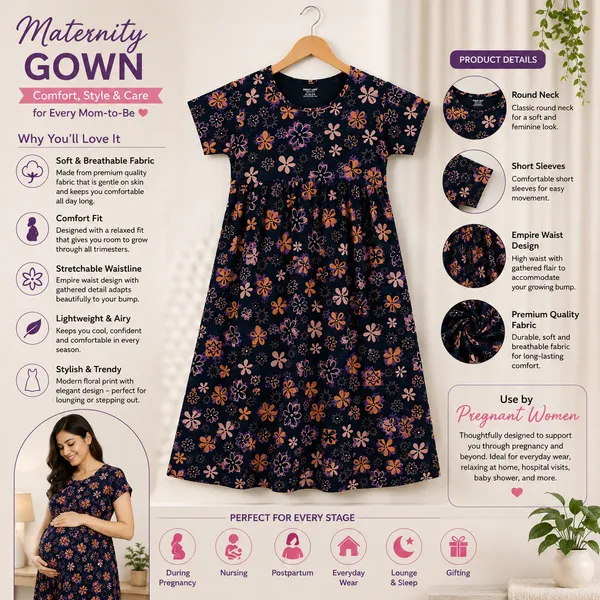 Women's_Maternity_Feeding_Night_Gown_|_Soft_&_Breathable_Cotton_Printed_Nursing_Dress_with_Hidden_Feeding_Zip_|_Half_Sleeve_Lounge_Wear_|_Navy_Blue
