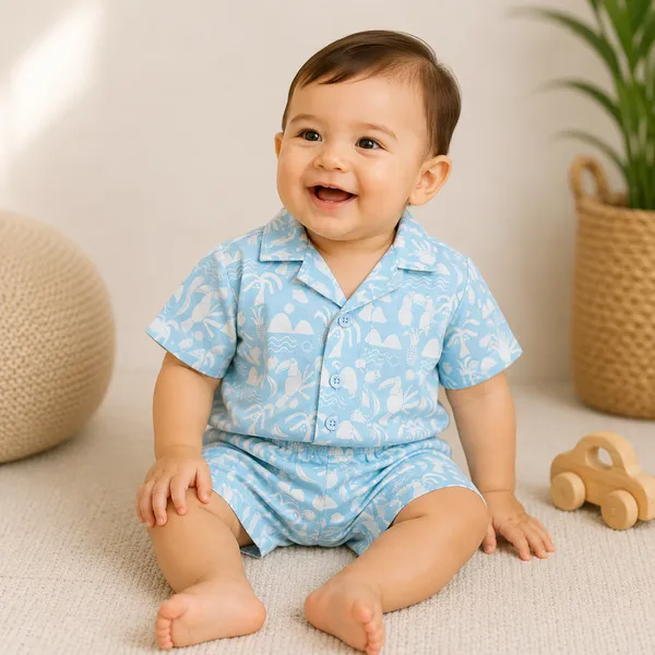 Natkhat_Baby_Boys_Tropical_Print_Shirt_&_Shorts_Co-Ord_Set_|_Pure_Cotton_Summer_Casual_Wear_for_Toddler