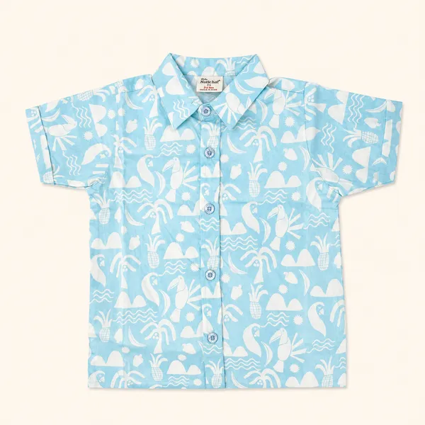 Natkhat_Baby_Boys_Tropical_Print_Shirt_&_Shorts_Co-Ord_Set_|_Pure_Cotton_Summer_Casual_Wear_for_Toddler
