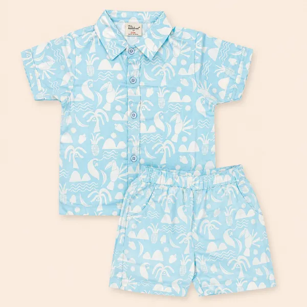 Natkhat_Baby_Boys_Tropical_Print_Shirt_&_Shorts_Co-Ord_Set_|_Pure_Cotton_Summer_Casual_Wear_for_Toddler