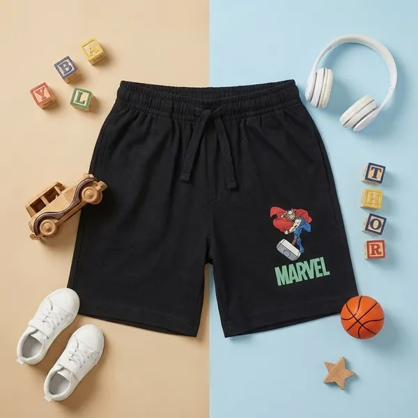 Cucumber_Boys_Marvel_Printed_Sleeveless_T-Shirt_with_Shorts_Co-ord_Set_Mint_Green_&_Navy_Blue_|_Cotton_Blend_|_Summer_Wear