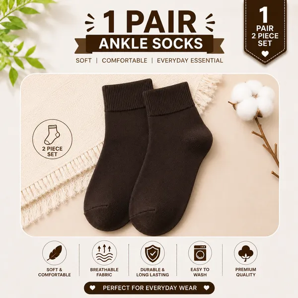 Kids_Brown_Cotton_Ankle_Length_Socks_(1_Pair)_|_Soft_&_Stretchable_Daily_Wear