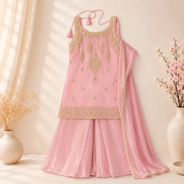 Girls_Pink_Embroidered_Kurta_Sharara_Set_with_Dupatta_|_Ethnic_Party_Wear_Suit_for_Girls_|_Festive_Traditional_Outfit