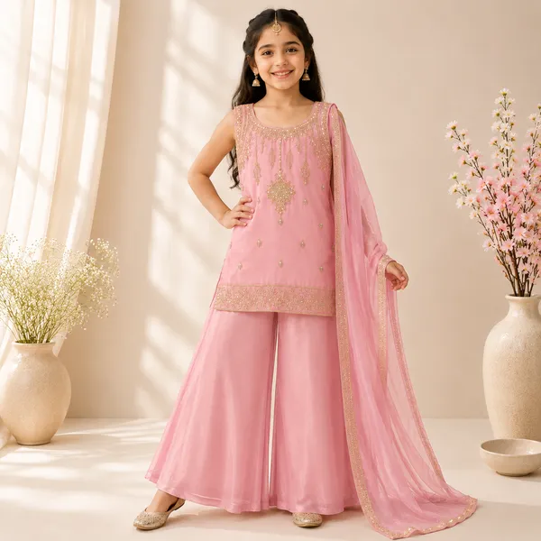 Girls_Pink_Embroidered_Kurta_Sharara_Set_with_Dupatta_|_Ethnic_Party_Wear_Suit_for_Girls_|_Festive_Traditional_Outfit