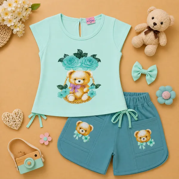 Kaajal_Baby_Girls_Cotton_Top_&_Shorts_Set_Teddy_Print_Summer_Outfit
