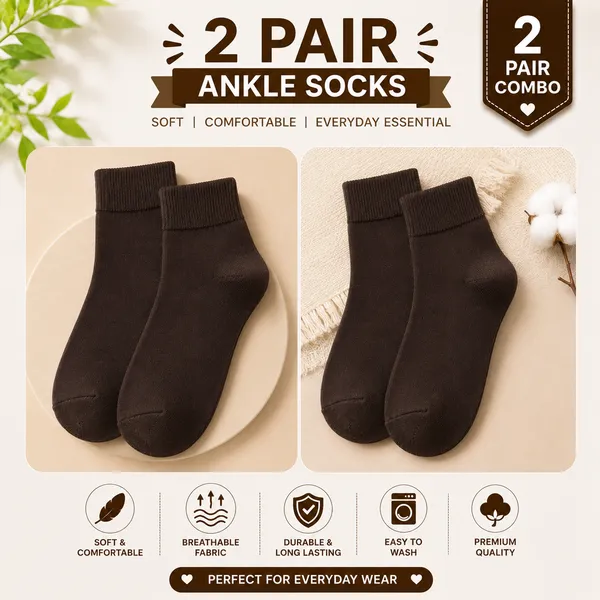 Kids_Brown_Cotton_Ankle_Length_Socks_(Pack_of_2)_|_Soft_&_Stretchable_Daily_Wear