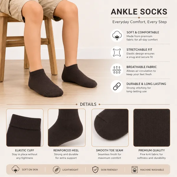 Kids_Brown_Cotton_Ankle_Length_Socks_(Pack_of_2)_|_Soft_&_Stretchable_Daily_Wear