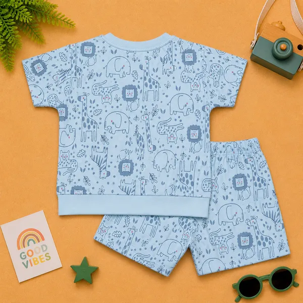Natkhat_Baby_Boys_&_Girls_Cotton_Co-ord_Set_Animal_Print_T-Shirt_&_Shorts