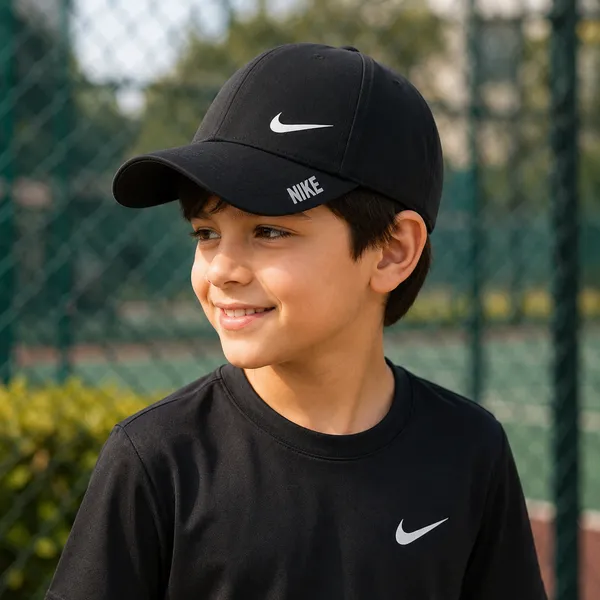 Kids_Nike_Style_Sports_Baseball_Cap_for_Boys_&_Girls_|_Adjustable_Cotton_Summer_Sun_Cap_|_Black