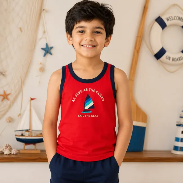 Boys_Red_Cotton_Sleeveless_Vest_|_As_Free_As_The_Ocean_Sailboat_Print_Round_Neck_Tank_Top_|_Soft_Everyday_Innerwear_for_Kids
