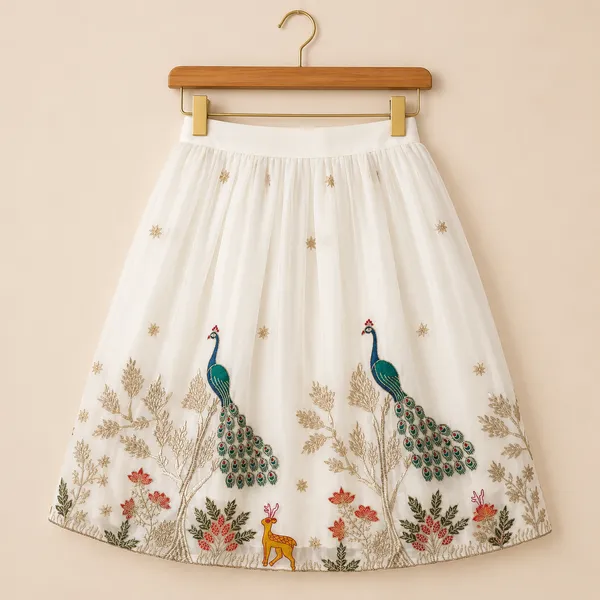 Girls_White_Peacock_Embroidered_Lehenga_Choli_with_Net_Dupatta_|_Premium_3-Piece_Ethnic_Festive_Wear_Set