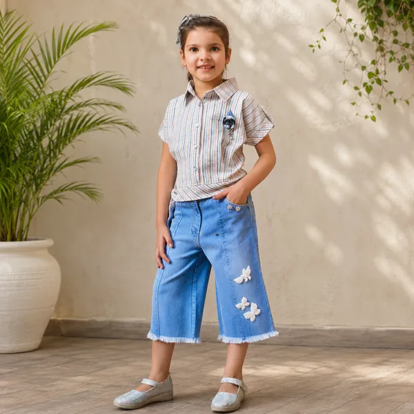 Girls_Striped_Shirt_with_Wide_Leg_Denim_Jeans_Co-Ord_Set_|_Casual_Western_Outfit_for_Girls_|_Fashion_Top_&_Jeans_Set