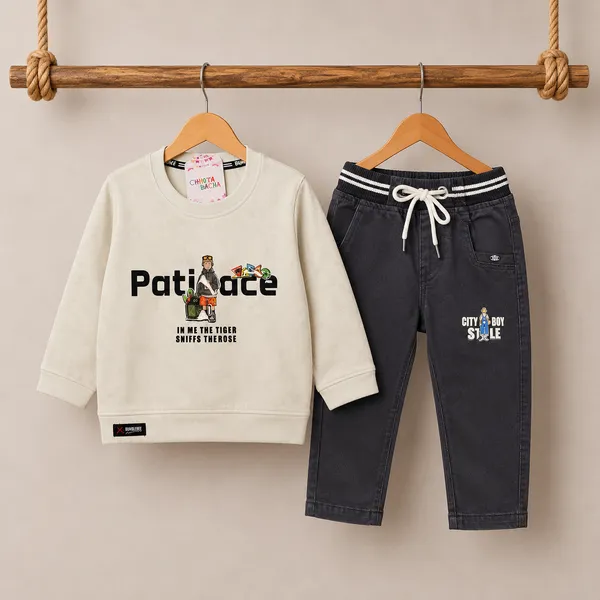 BUMBLEBEE_WHITE_GRAPHIC_PRINT_SWEATSHIRT_WITH_BLACK_JOGGER_PANT