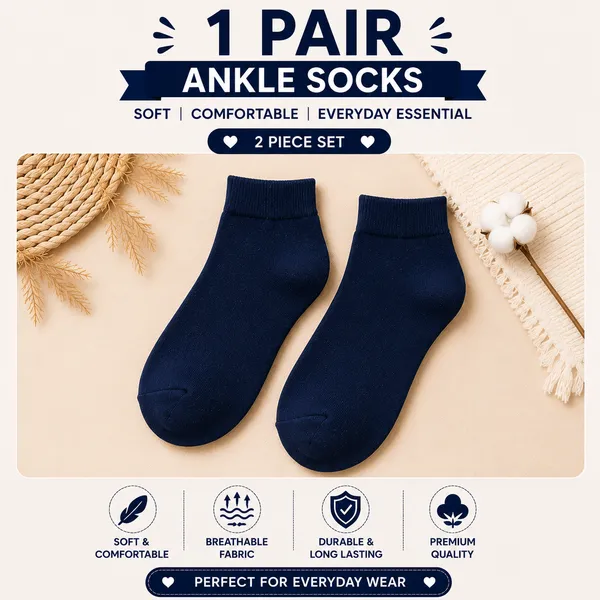 Kids_Navy_Blue_Cotton_Ankle_Length_Socks_(1_Pair)_|_Soft_&_Stretchable_Daily_Wear