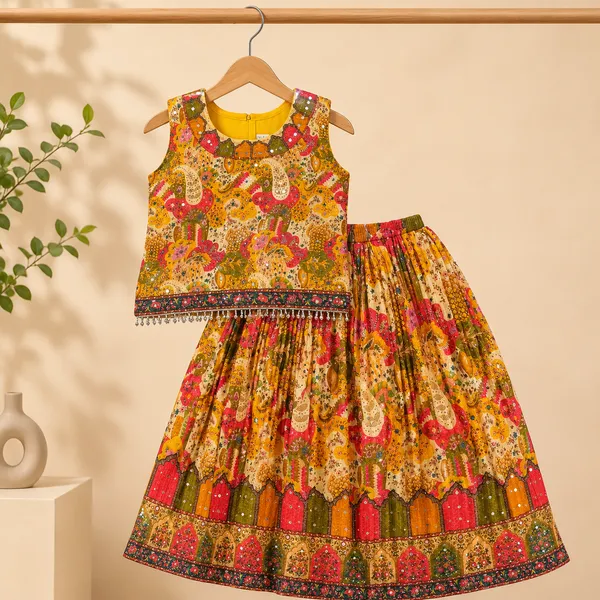 Girls_Traditional_Printed_Lehenga_Choli_Set_with_Dupatta_|_Sleeveless_Mirror_Work_Ethnic_Top_&_Flared_Skirt_|_Festive_Wear_for_Girls_|_Yellow