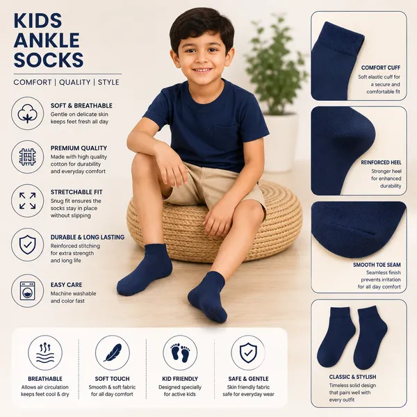 Kids_Navy_Blue_Cotton_Ankle_Length_Socks_(Pack_of_2)_|_Soft_&_Stretchable_Daily_Wear