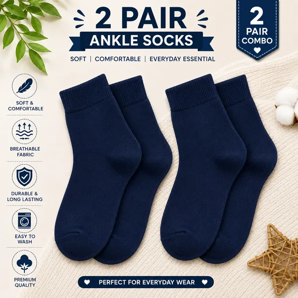 Kids_Navy_Blue_Cotton_Ankle_Length_Socks_(Pack_of_2)_|_Soft_&_Stretchable_Daily_Wear