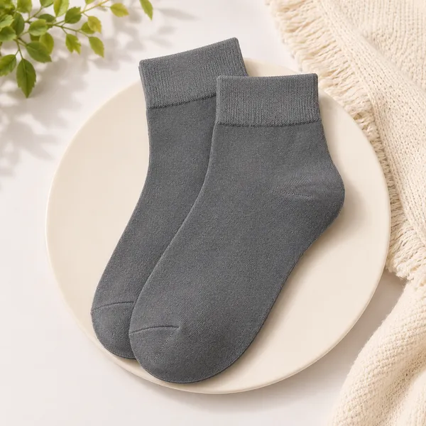 Kids_Grey_Cotton_Ankle_Length_Socks_(1_Pair)_|_Soft_&_Stretchable_Daily_Wear