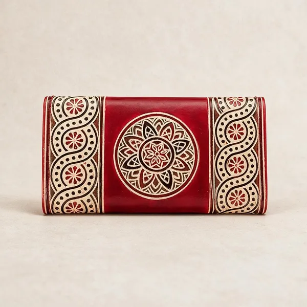 Handcrafted_Shantiniketan_Leather_Clutch_Purse_for_Women_|_Traditional_Hand-Painted_Floral_Design_Wallet_|_Elegant_Ethnic_Handbag_for_Parties,_Weddings_&_Daily_Use