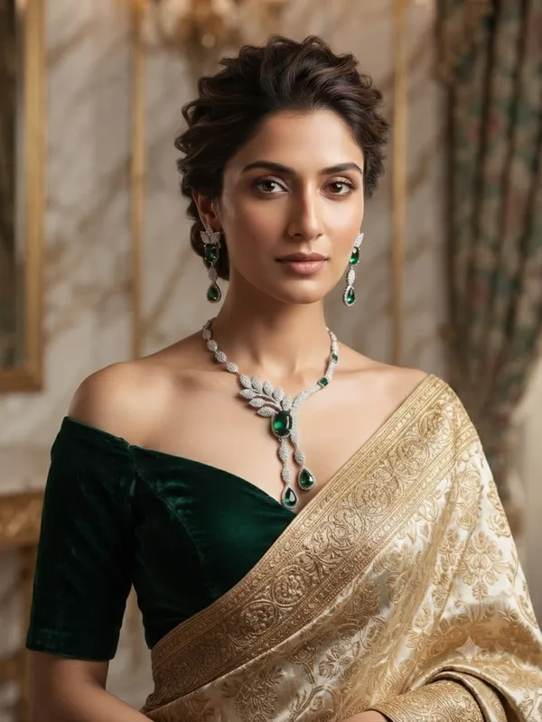 Green_American_Diamond_Cubic_Zirconia_Necklace_With_1_Pair_Of_Earrings_For_Women