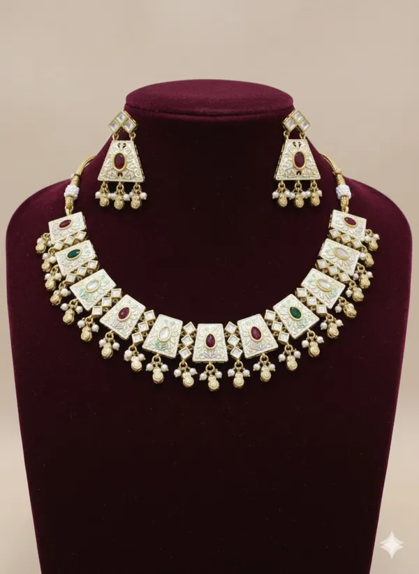 Multicolor_Kundan_Copper_Brass_Necklace_with_Earring_Set