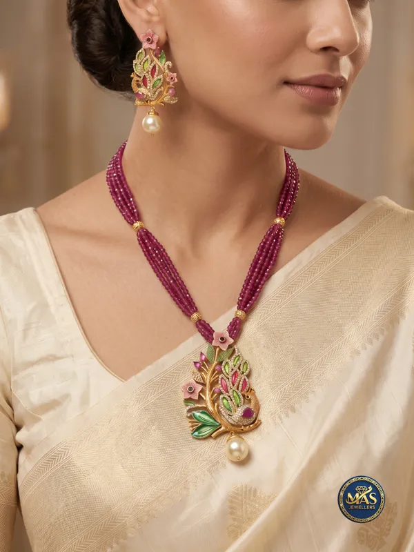 Royal_Pastel_Peacock_Hand-Painted_Pendant_Necklace_with_Matching_Earrings