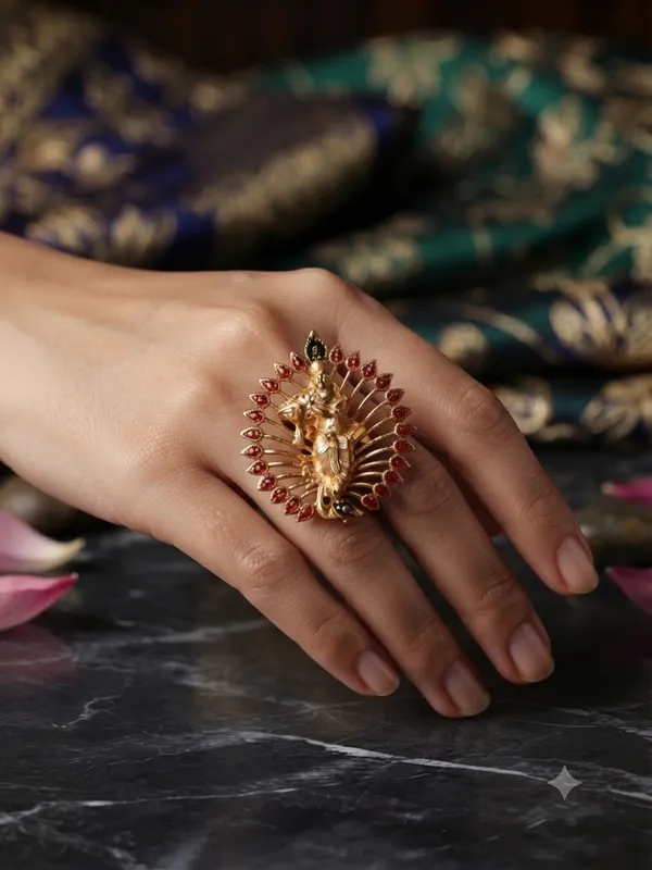 Divine_Krishna_Peacock_Feather_Statement_Ring