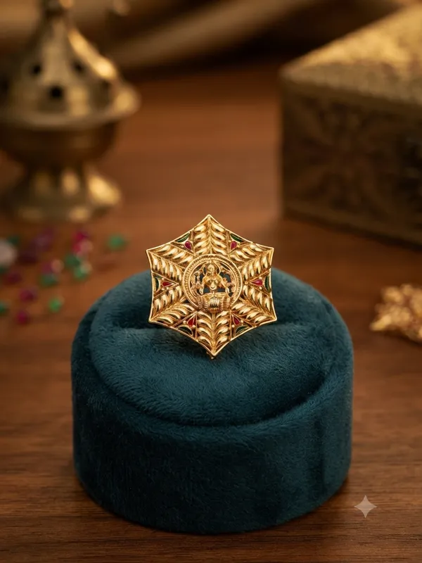 Divine_Temple_Laxmi_figure_Hexagon_Statement_Ring