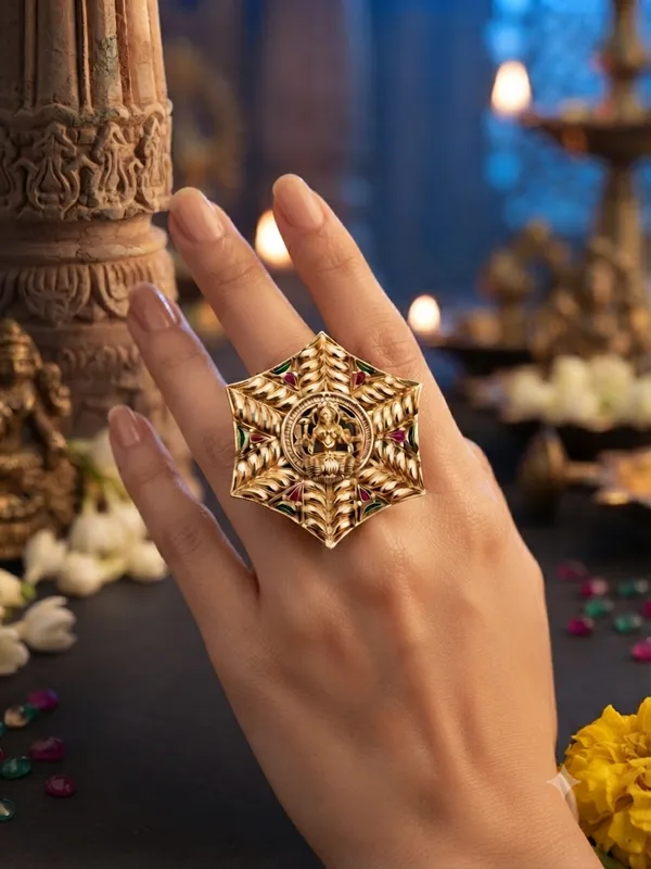 Divine_Temple_Laxmi_figure_Hexagon_Statement_Ring