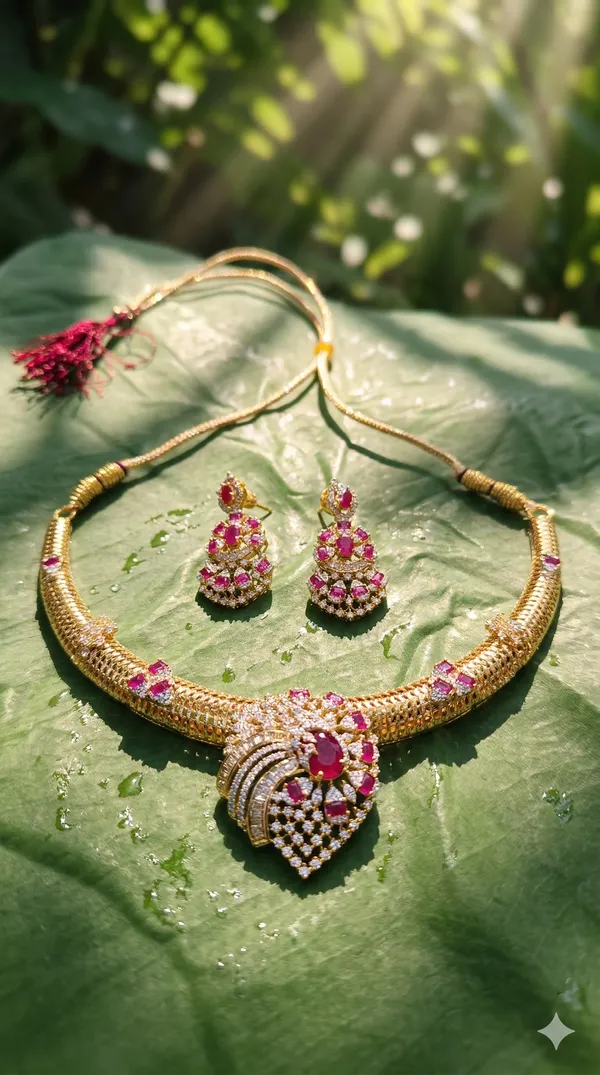 Exclusive_Ruby_Gemstone_Hasli_Pttern_AD_GJ_Polished_Necklace_with_beautiful_earings