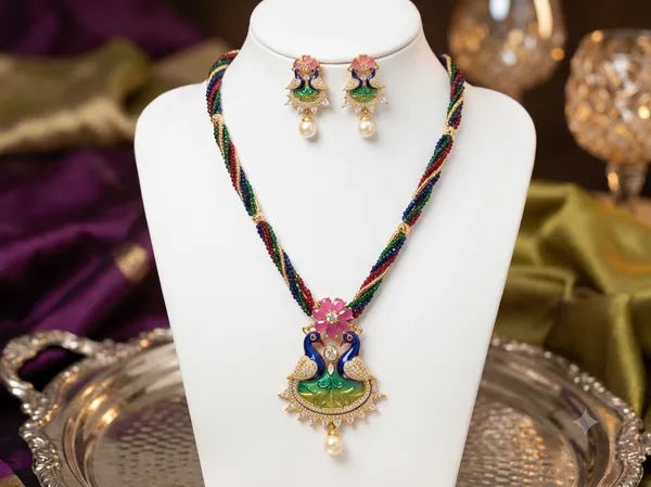 Gold-Plated_Handcrafted_Twin_Peacock_Pendant_Necklace_Set_with_Carved_Stone_&_Pearl_Drops