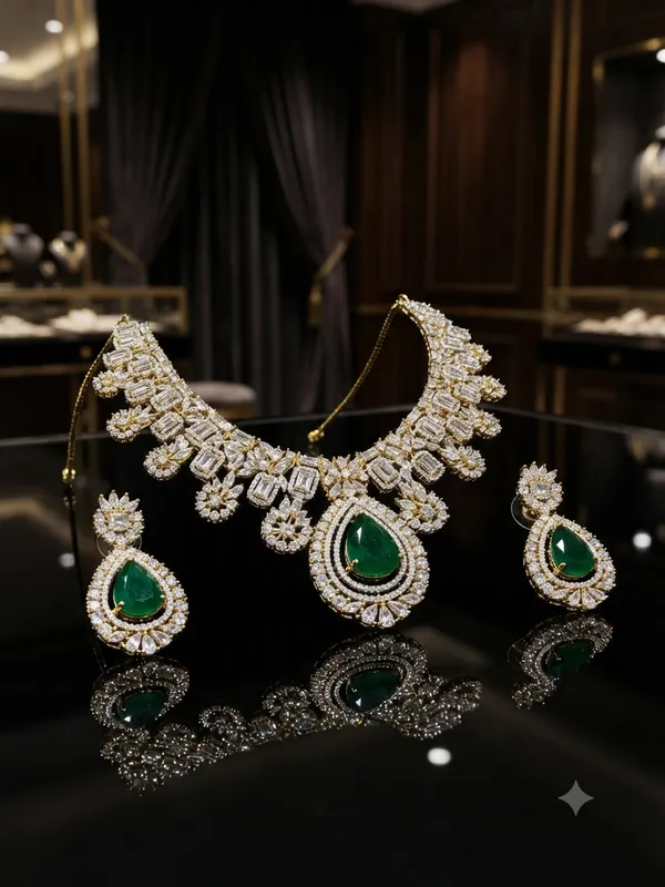 Grand_Victorian_Royal_Emerald_&_Solitaire_Baguette_Cut_Statement_Necklace_with_Matching_Drop_Earrings