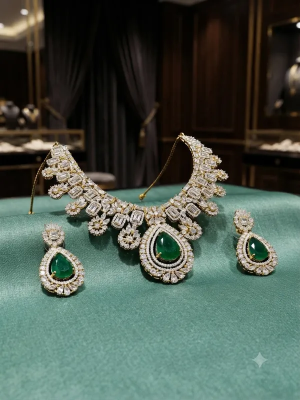 Grand_Victorian_Royal_Emerald_&_Solitaire_Baguette_Cut_Statement_Necklace_with_Matching_Drop_Earrings